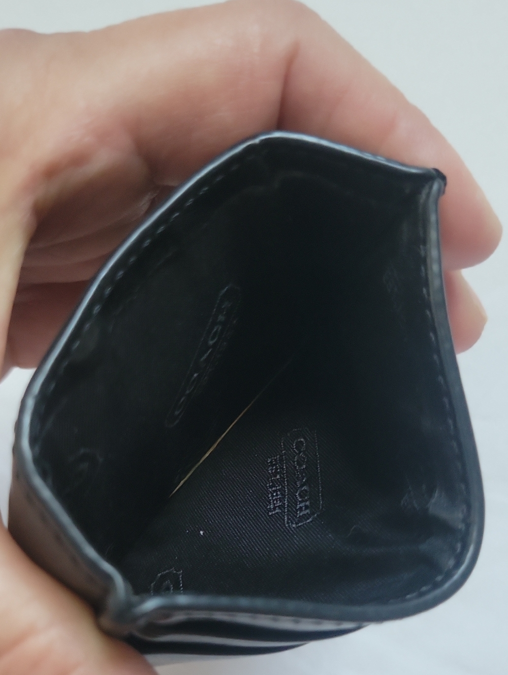 Coach Black Leather Card Sleeve Wallet - Picture 5 of 9